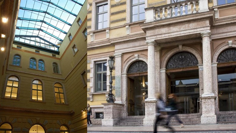 Atrium fakulty sociálních studií připomnělo Dotti Sani prosklenou střechu univerzity v Trentu (na obrázku). Foto: archiv Trentské univerzity