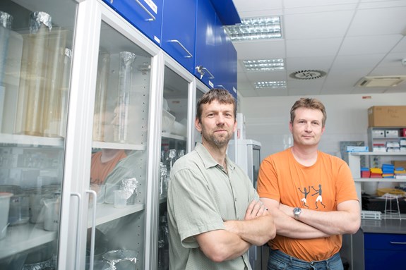 Assoc. prof. Lumír Krejčí (on the left) and Kamil Paruch, who are responsible for the research