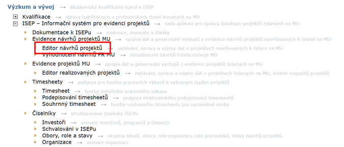 Editor of project proposals