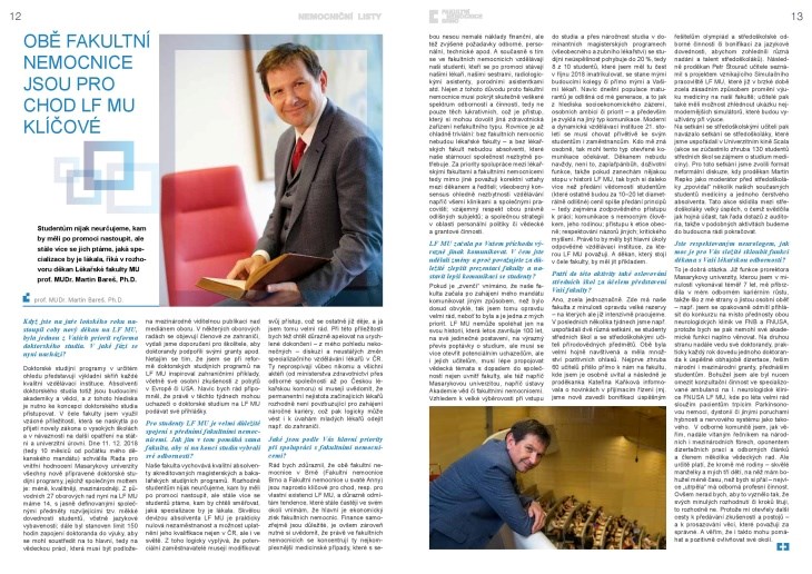 Nemocniční listy: Rozhovor s děkanem Martinem Barešem
