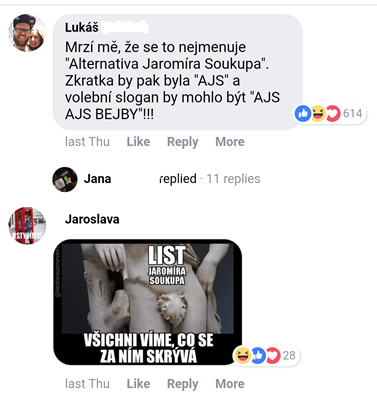 Fanoušci Jaromíra Soukupa. Foto: Facebook Jiřího Ovčáčka, komentář ze dne 17. 1. 2019