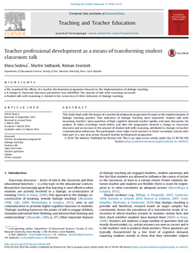 Teacher professional development as a&#160;means of transforming student classroom talk
