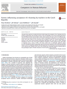 Factors influencing acceptance of e-learning by teachers in the Czech Republic