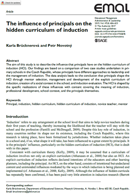 The influence of principals on the hidden curriculum of induction