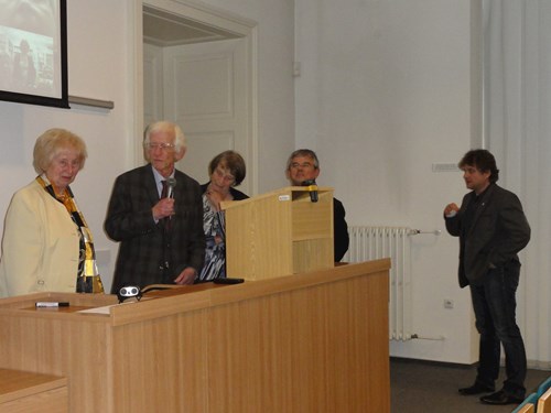 Conclusion, from the left is Prof. MUDr. Jarmila Siegelová, DrSc., Prof. Thomas Kenner, M. D., Dr. h. c. multi., prof. D. Platzer, Dipl.-Ing. Dr.techn., Prof. MUDr. Petr Dobšák, CSc.,