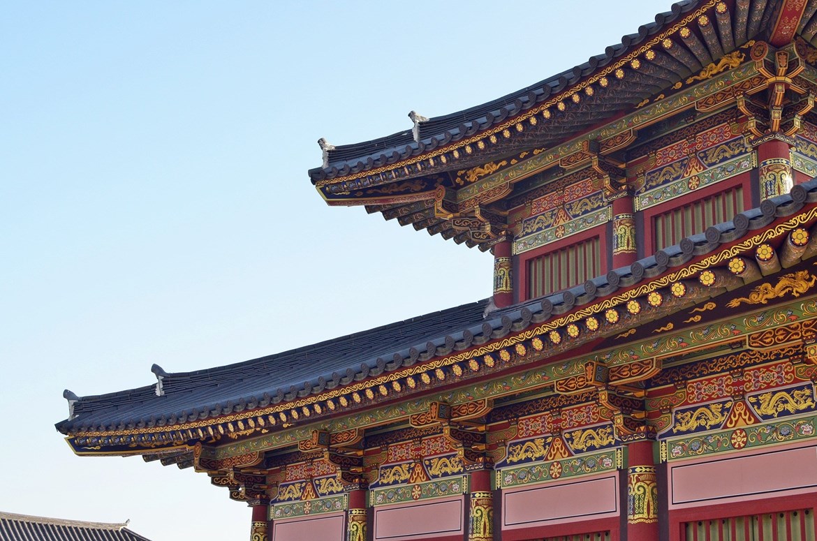 Ukázka tradiční korejské architektury. 