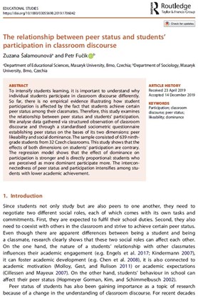 The relationship between peer status and students’ participation in classroom discourse