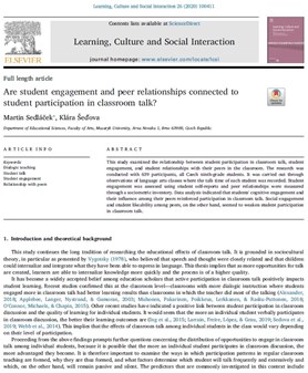 Are student engagement and peer relationships connected to student participation in classroom talk?
