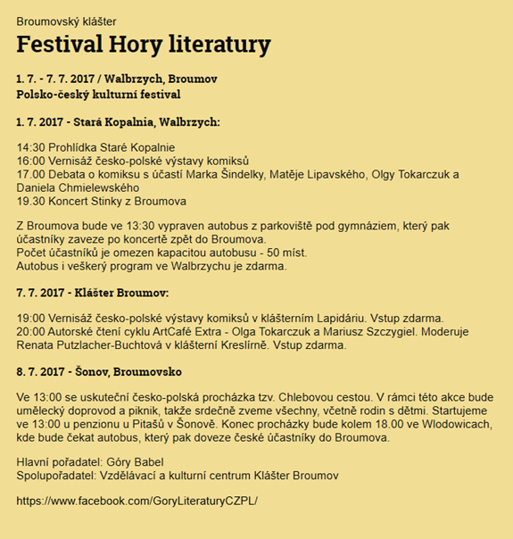 Festival Hory literatury na Broumovsku (2017)