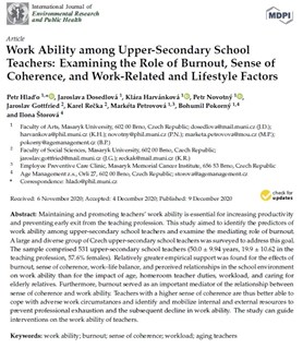 Work Ability among Upper-Secondary School Teachers: Examining the Role of Burnout, Sense of Coherence, and Work-Related and Lifestyle Factors