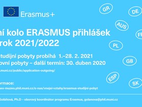 První kolo ERASMUS přihlášek pro rok 2021/2022