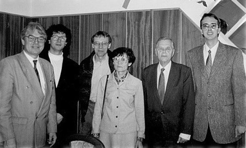 Aleš Svoboda, Miroslav Černý, Aleš Klégr, Milena Dušková, Jan Firbas, Martin Drápela – doktorandský seminář v Opavě, květen 1997