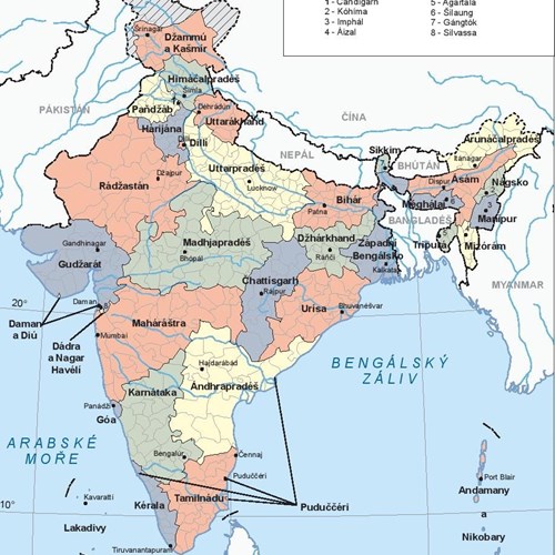 Administrativní členění Indie (stav k 1. 1. 2013)