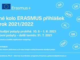 Druhé kolo ERASMUS přihlášek pro rok 2021/2022