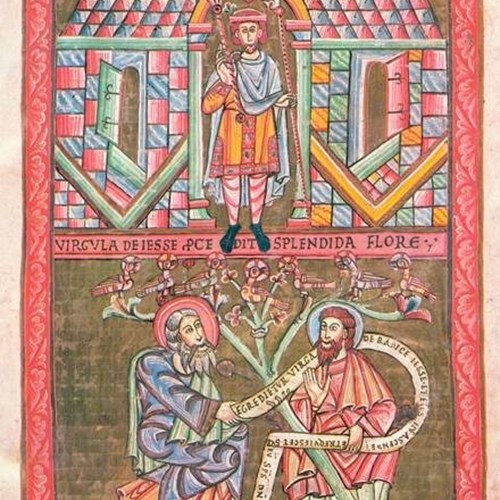 Obr. č. 3. Kodex vyšehradský Vratislav u zapovězené brány (?)