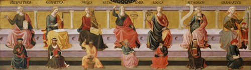 Sedm svobodných umění na obrazu florentského malíře Francesca Pesellina z doby kolem roku 1450 (Muzeum umění Birmingham)