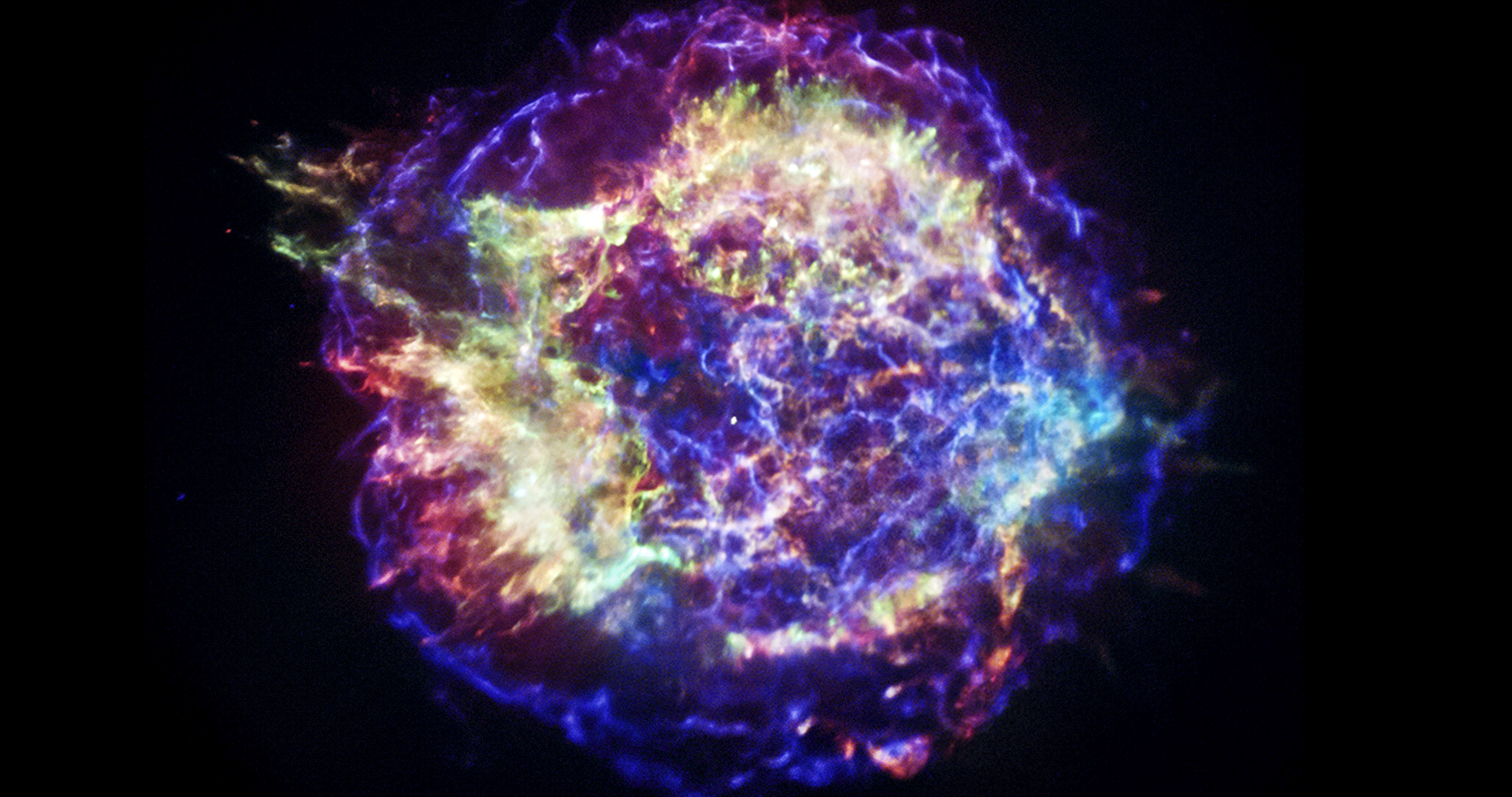 Pozůstatek po výbuchu supernovy Cas A (obrázek pořízen rentgenovou družicí Chandra)
