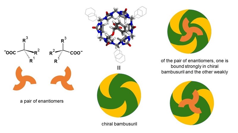 Chiral bambusuril and its use in enantiomer separation.