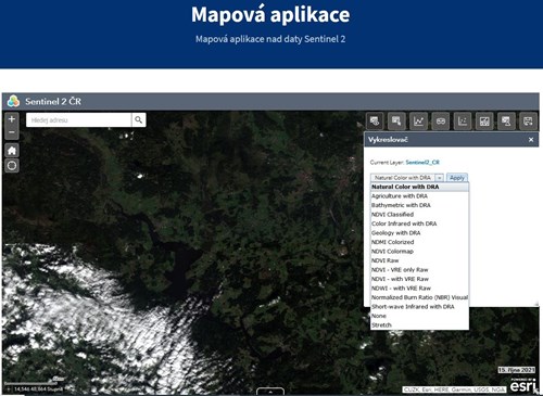 Ukázka rozhraní mapové aplikace