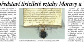 Výstava představí tisícileté vztahy Moravy a&#160;Vatikánu