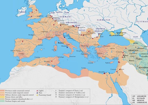 Teritoriální vrchol impéria – principát, rok 117 n. l.
