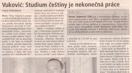 Vuković: Studium češtiny je nekonečná práce