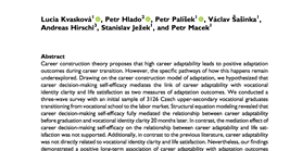 A&#160;Longitudinal Study of Relationships Between Vocational Graduates’ Career Adaptability, Career Decision-Making Self-Efficacy, Vocational Identity Clarity, and Life Satisfaction.