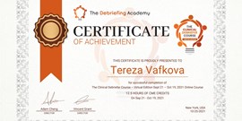 Lektorka ÚSM LF MU Tereza Vafková úspěšně absolvovala The Clinical Debriefer Course