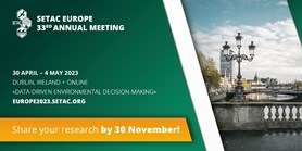 PRORISK session on SETAC 2023 Dublin -&#160;submit your abstract by 30 November