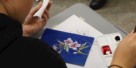 Workshop of Japanese nihonga painting by Mayumi Goto