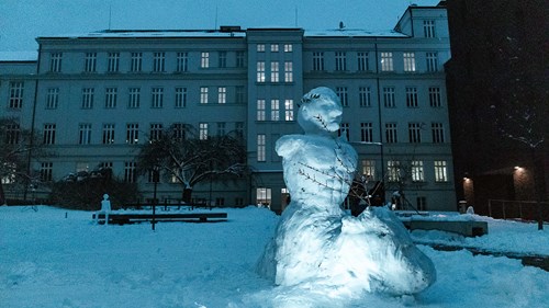 Snow-covered faculty campus in December 2022