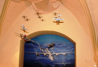 Dioráma znázorňující výjev z letecké bitvy nad Přerovskem dne 17. 12. 1944 od autorů Zdeňka Macháčka a Mojmíra Skopalíka (foto. Z. Schenk).