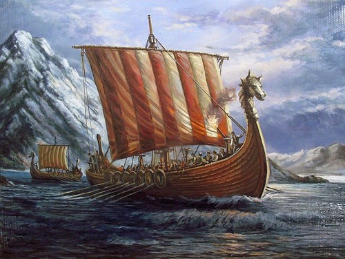 Leif Eriksson dost pravděpodobně podnikal své plavby na vikingském plavidle, jež je podobné tomu, jako vidíme na obrázku.