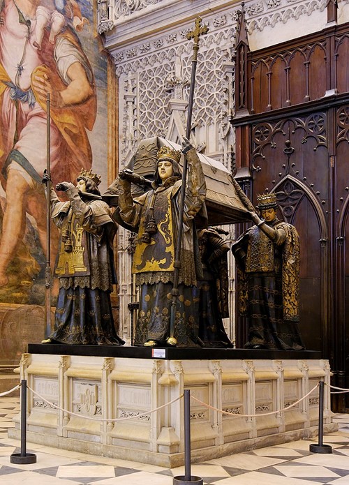 Hrobka Kryštofa Kolumba v katedrále v Seville.