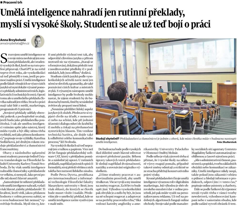 Umělá inteligence nahradí jen rutinní překlady, myslí si vysoké školy. Studenti se ale už teď bojí o práci