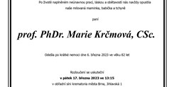 Odešla prof. PhDr. Marie Krčmová, CSc.