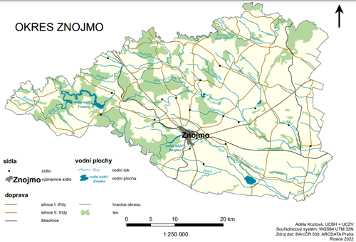 Mapa okresu Znojmo