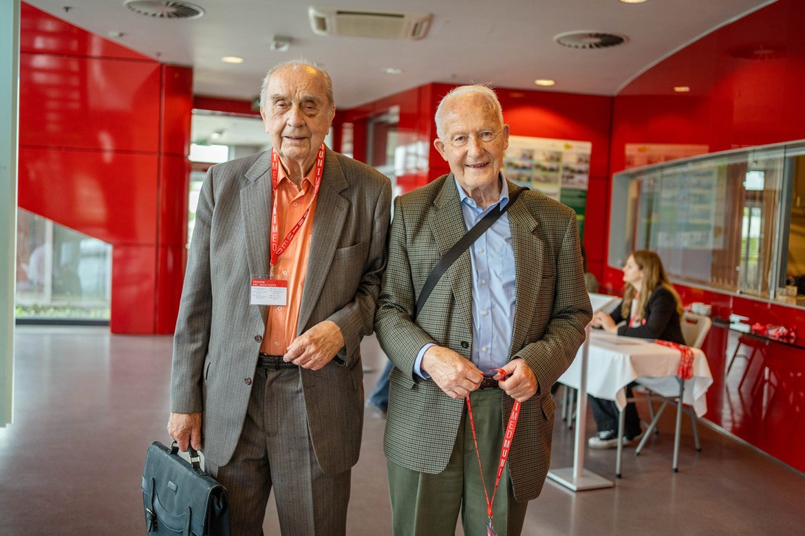 Vladimír Leman at the Masaryk University Faculty of Medicine Alumni Day in June 2023 together with his lifelong friend and colleague from Pelhřimov Hospital Karel Kalla Jr.