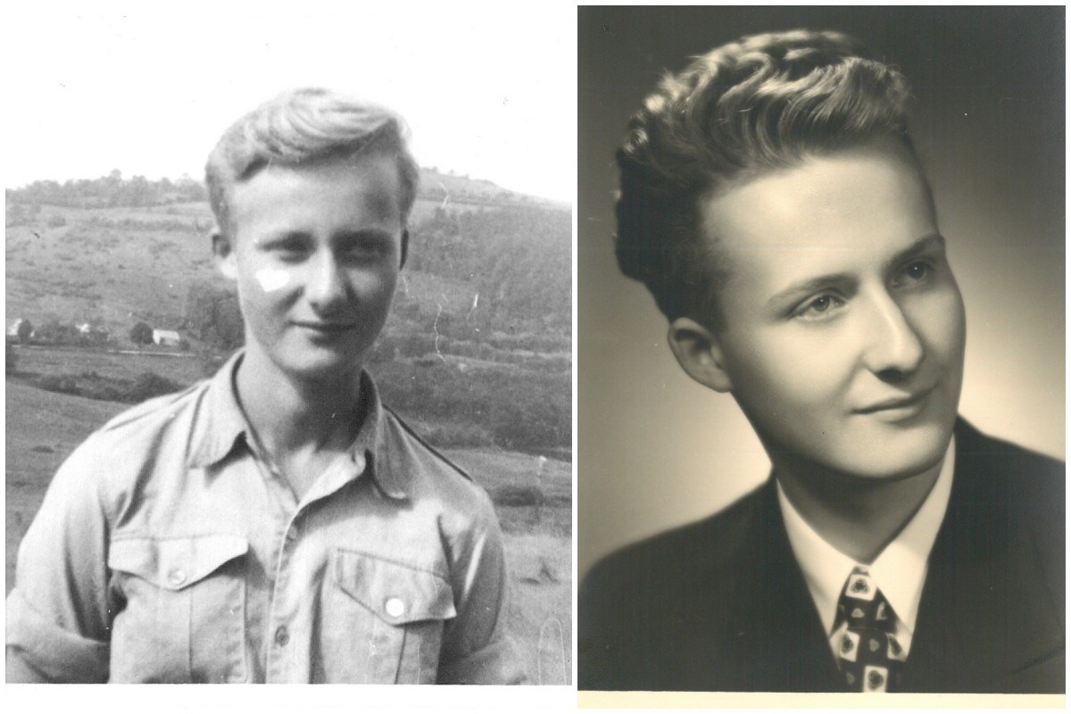 Středoškolská léta Karla Kally: 1) na Sokolském táboře v Jistebnici 2) maturitní fotografie.