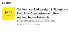 Call for papers:  Radical right in Europe and East Asia: Comparison and New Approaches in Research