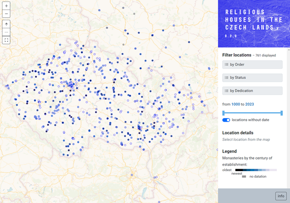 Map of Religious Houses in Czech Lands (click to open)