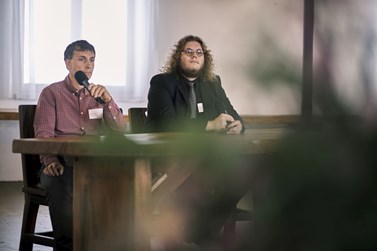 Daniel Pluskal a Martin Marek při prezentaci technologie před odbornou porotou