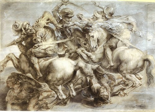 Neznámý umělec / Peter Paul Rubens, Kopie podle Leonardovy Bitvy u Anghiari, před 1550 a kol. 1603.