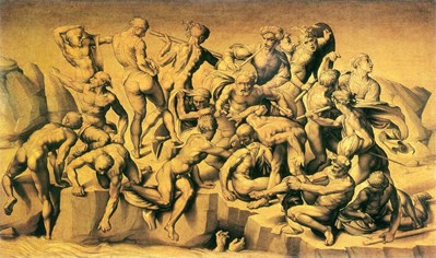 Aristotelle da Sangallo, Bitva u Casciny, kopie podle Michelangelova kartonu, kol. 1542.