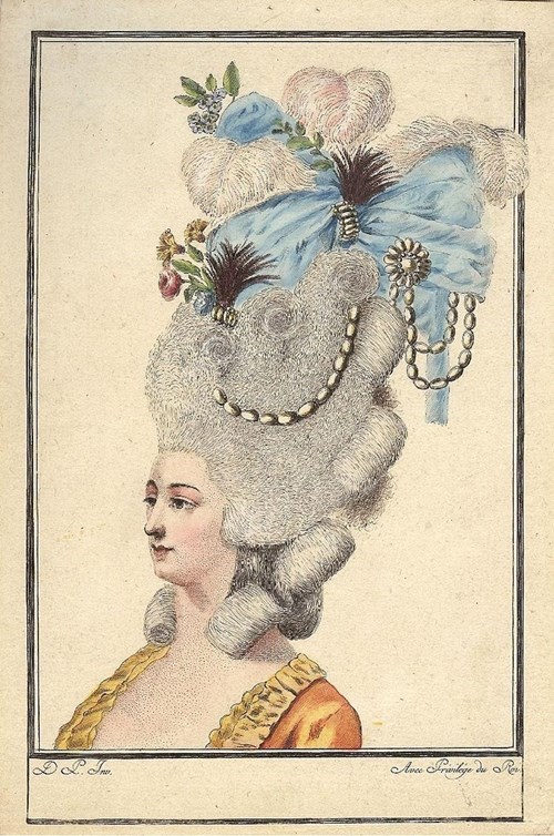 Účes pouf, 1780.
