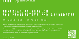 Information Session on 30th January for those interested in CEITEC PhD School in Brno