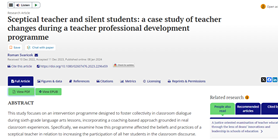 Nová studie v&#160;prestižním časopise Journal of Education for Teaching