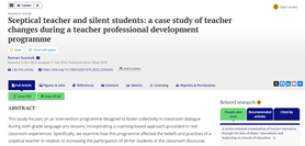 Sceptical teacher and silent students: a&#160;case study of teacher changes during a&#160;teacher professional development programme