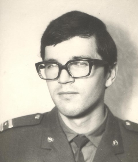 Jiří Kubek jako lékař vojenské základní služby v Opavě (1974 - 1975).