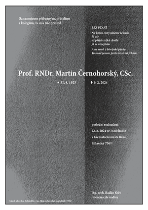 Prof. Martin Cernohorsky Umrtni Oznameni (2)